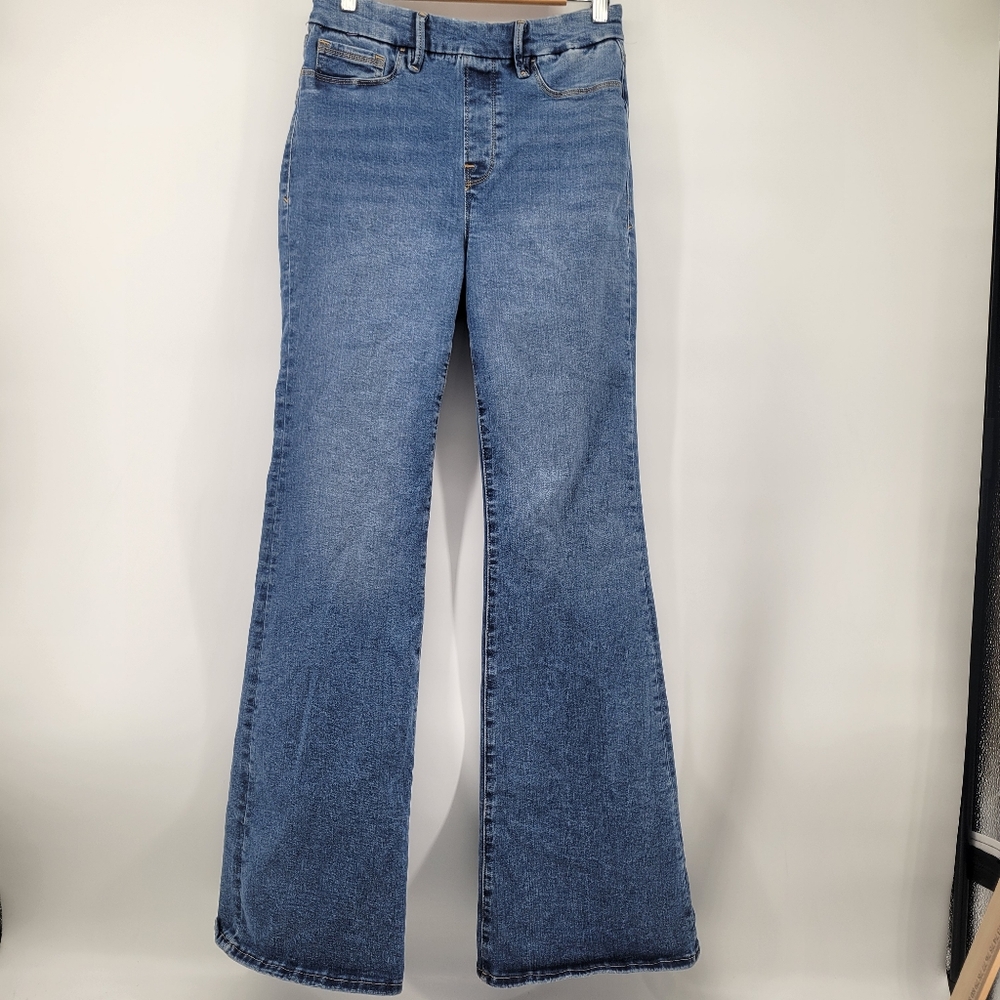 Good American Power Stretch Pull-on Flare Jeans Medium - Picture 3 of 9